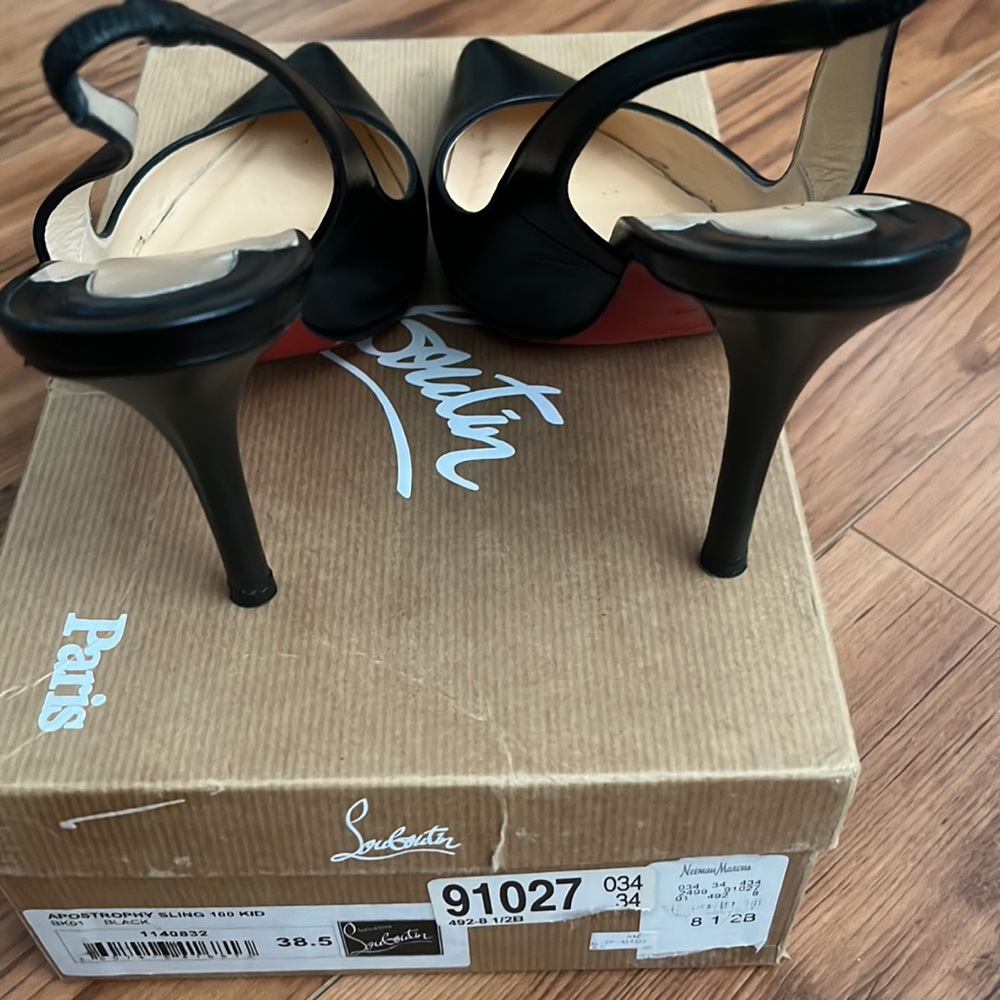 Christian Louboutin Black Pointed Slingback Pumps - Picture 7 of 7